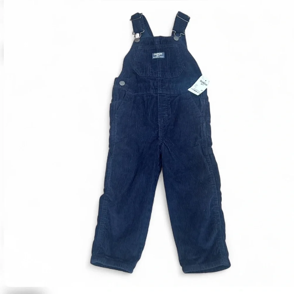 OshKosh B'gosh 3T Navy Corduroy Carpenter Overalls Kids Unisex Bib Preppy NWT